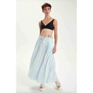 NEW UMIT UNAL washed silk skirt in ice blue